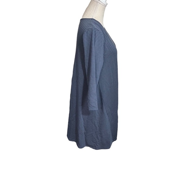 Garnet Hill Navy Blue & Periwinkle Striped Short Sleeve T-Shirt Mini Dress Sz L - Picture 8 of 13